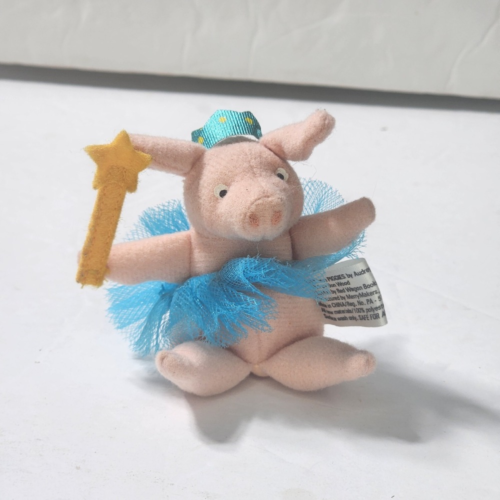 PIGGIES Princess Blue Tutu Star Wand Audrey & Don Wood Finger Puppet Plush 1988